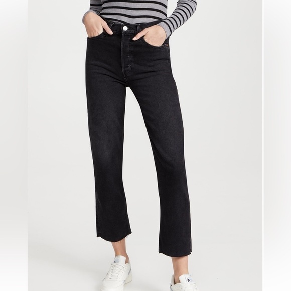 Re/Done Denim - Re/Done 70s Stove Pipe High Waisted Black Jeans Size 24